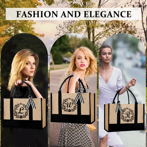 Miniatura 35 de Bolsa de mano personalizada de yute para mujeres, regalos para el día de la madre, regalo de Navidad de cumpleaños para mujeres y amigas