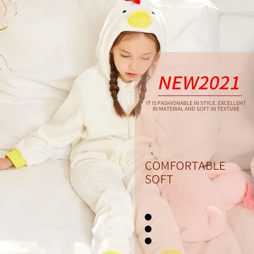 Miniatura 5 de COSUSKET Pijama de franela de pollo para niños, ajuste cómodo, pijama para niñas