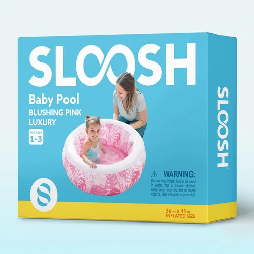 Miniatura 9 de SLOOSH Piscina inflable para niños, piscina de 36 x 11 pulgadas con piso de almohadilla suave para niños y niños pequeños, piscina redonda inflable