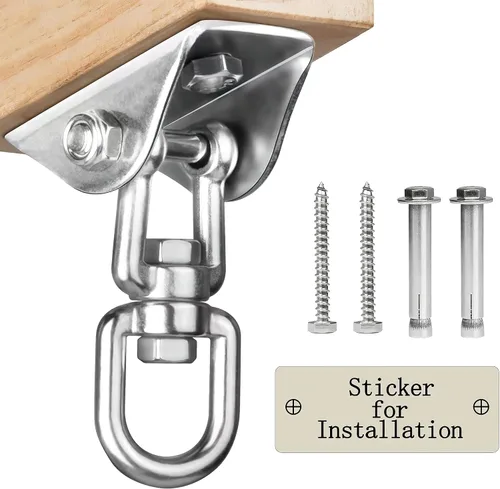 Miniatura 10 de Perchas de columpio resistentes para juegos de madera, capacidad de 2000 libras, colgador de hamaca giratorio de acero inoxidable 360, accesorios