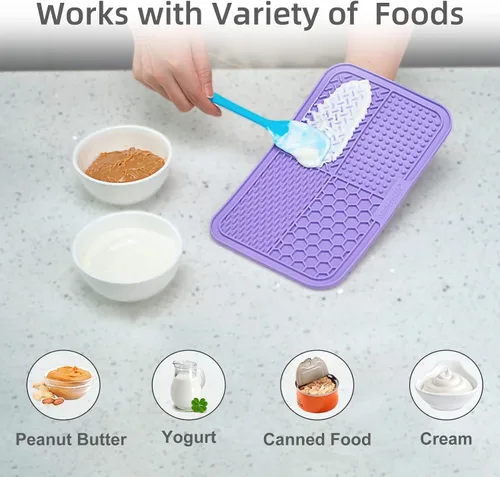 Miniatura 5 de MateeyLife 2 piezas Alfombrilla grande para lamer para perros con ventosas, cuencos de alimentación lenta, alfombrilla para lamer gatos para aliviar