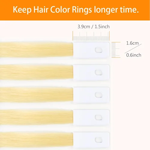 Miniatura 3 de Anillos de color de cabello 100% cabello humano Prueba de muestra de color muestras de color 9 pulgadas Color de cabello rubio claro #613 Rubio Claro