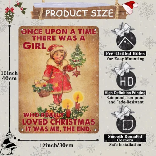 Miniatura 2 de Letreros de Navidad de Metal Vintage de Lata, May You Never to Too Grown Up to Search The Skies Christmas Eve 8x12 Pulgadas Arte Rústico de Pared