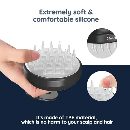 Miniatura 3 de Masajeador de pelo eléctrico de mano, masajeador inalámbrico para el cuero cabelludo, masajeador portátil para rascar la cabeza con 2 modos de Negro