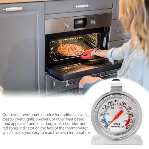 Miniatura 2 de Termómetro para horno, paquete de 2 unidades de 122.0-572.0 °F/100-600°F, para parrilla, freír chef, ahumador, termómetro analógico, lectura