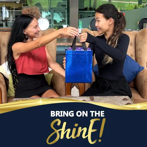 Miniatura 6 de Nush Nush Bolsas de regalo azules de tamaño mediano – Juego de 12 bolsas de regalo reutilizables azules brillantes con asas – Ideal para recuerdos