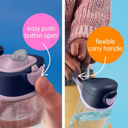 Miniatura 6 de b.box Botella de agua deportiva de 15 onzas para niños, para la escuela, deportes, guardería, diseño sin popote para una fácil limpieza, a prueba