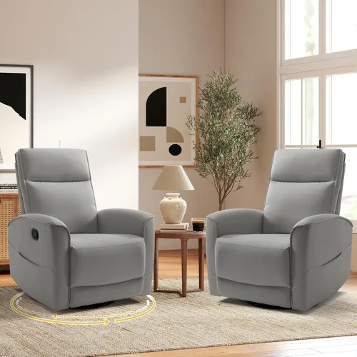 Miniatura 11 de HAOMARKETS Silla reclinable basculante giratoria, sillón reclinable manual de imitación de cuero para adultos, sofá reclinable para cuarto del bebé