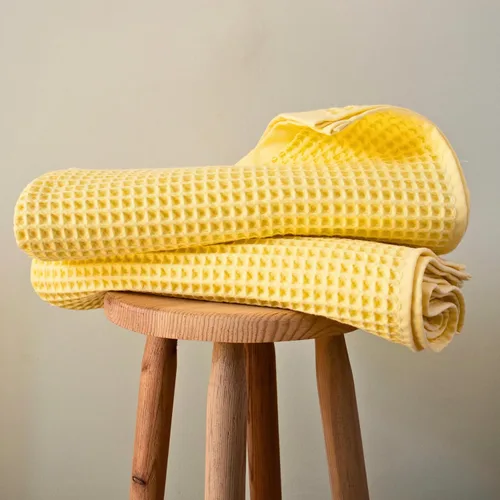 Miniatura 38 de PÜSKÜL - Paquete de 2 toallas de baño y spa de punto gofre, 100% algodón orgánico turco de alta calidad, fina de secado rápido, fabricadas en Beige