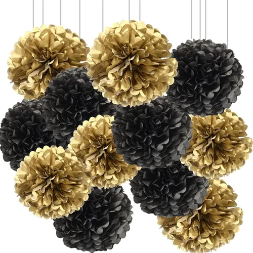Miniatura 35 de We Moment Pompones de papel de seda morado y rosa para decoración de fiesta de niñas en el techo, para colgar en la pared, 12 pompones de seda de 4
