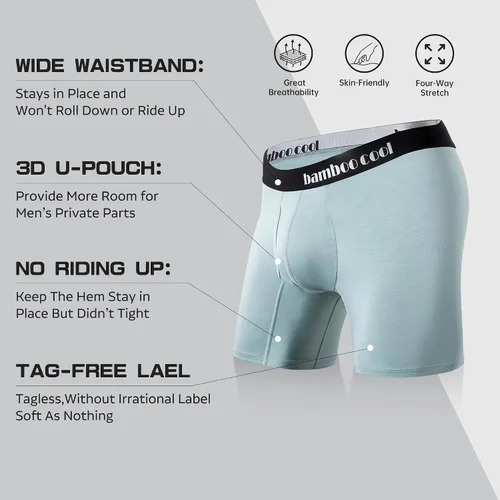 Miniatura 2 de BAMBOO COOL Mens Underwear Boxer Briefs with Fly Soft Comfortable Breathable Underwear for Men Multipack