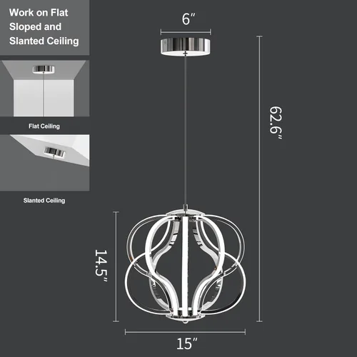 Miniatura 6 de Candelabro LED moderno con diseño acrílico, ajustable, fácil de instalar, adecuado para comedor, sala de estar, dormitorio, cocina y pasillo