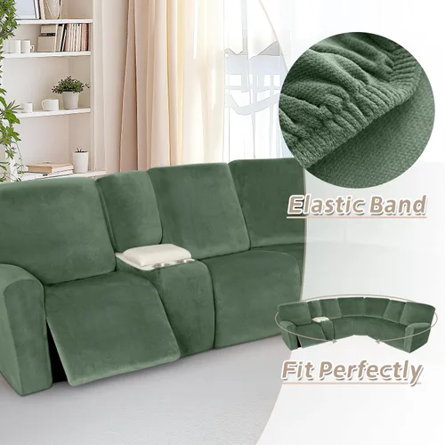 Miniatura 428 de Arfntevss Fundas de sofá seccional reclinable de terciopelo, Funda de sofá seccional de esquina para sofá reclinable, Funda elástica suave
