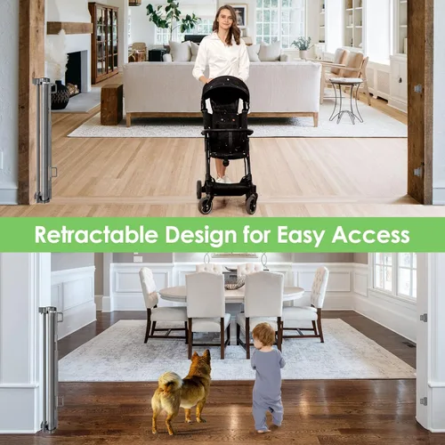 Miniatura 3 de Puerta retráctil extra ancha de 90 pulgadas para bebés, puerta larga para perros para amplias aperturas, puerta grande para mascotas para interiores