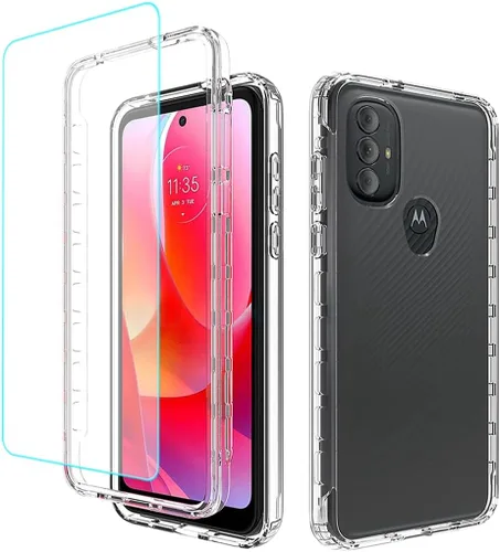 Miniatura 8 de Funda para Moto G Power 2022, Moto XT2165DL con protector de pantalla de vidrio templado, bonito patrón floral transparente de cuerpo completo