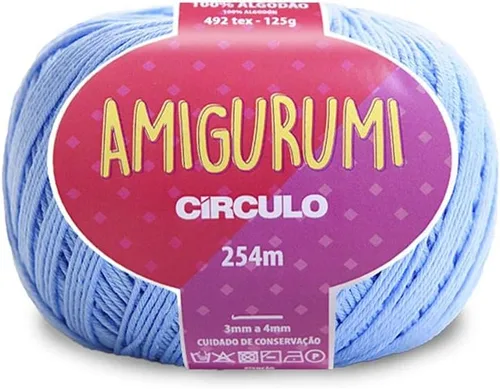 Miniatura 20 de Circulo Amigurumi Yarn, 100% Algodón Virgen Brasileño Mercerizado para Crochet y Tejido, Soft Art - Hilo de Peso Deportivo, 4.4 oz, 278 yardas