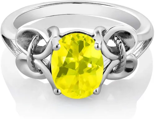 Miniatura 40 de Gem Stone King Anillo de compromiso ovalado con piedra natal para mujer, plata de ley 925, ovalado de 0.354 x 0.276 in, anillo de compromiso
