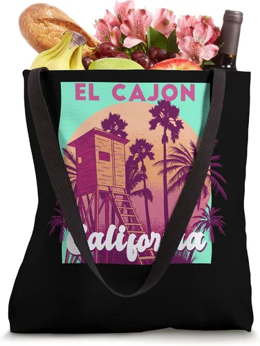 Miniatura 4 de El Cajon California palm tree beach retro vintage design Tote Bag