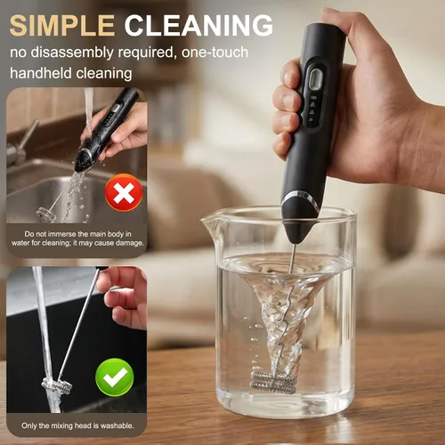 Miniatura 7 de Espumador de leche recargable para plantas, espumador de leche de café de 3 velocidades portátil con 2 batidores de acero inoxidable desmontables