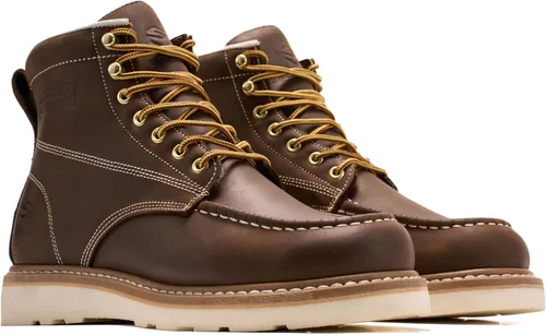 Miniatura 8 de SUREWAY GoodyearWelt, botas de trabajo de 6 pulgadas para hombre, suaves, con punta de acero, de cuero de grano completo, antideslizantes, EH Safety