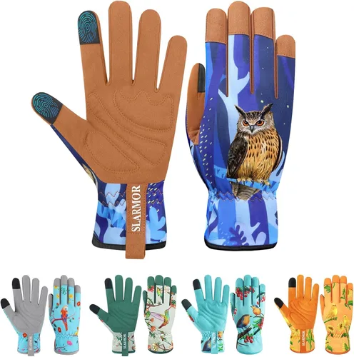 Miniatura 19 de Guantes de jardín de cuero para mujer, guantes de trabajo a prueba de espinas para desmalezar, cavar, plantar, podar guantes de jardín