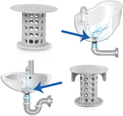 Miniatura 3 de TubShroom y SinkShroom - Protectores de drenaje y atrapapelos para bañeras y fregaderos, gris
