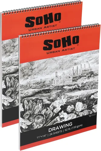 Miniatura 14 de SoHo Urban Artist Bloc de dibujo de tapa blanda, 18 x 24 pulgadas, 92 libras (5.29 oz/m²), cuaderno de bocetos de medios mixtos, 24 hojas de doble