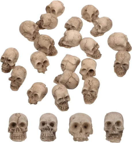 Yardwe 20 piezas de decoración de calavera de Halloween, calaveras de aspecto realista, mini adornos para Halloween, hogar, mesa, macetas, decoración