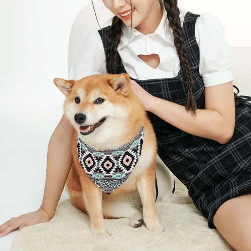 Miniatura 4 de Pañuelos para perros con hebilla ajustable para mascotas, diseño de nativos americanos, bufanda triangular lavable, tres tamaños
