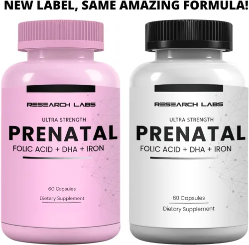 Miniatura 7 de Research Labs Vitaminas prenatales para mujeres 2 Fer 1 anuncio: 6 veces más ácido fólico metilado biodisponible MTHF 5 Apoya el desarrollo