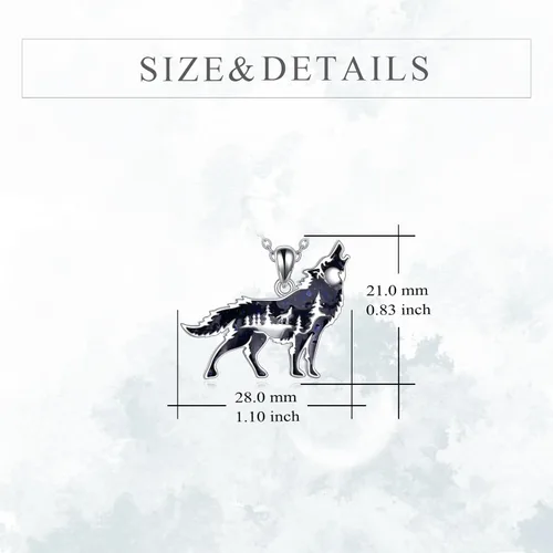 Miniatura 4 de YFN Collar de lobodragón de plata de ley con colgante de lobo para mujeres y hombres