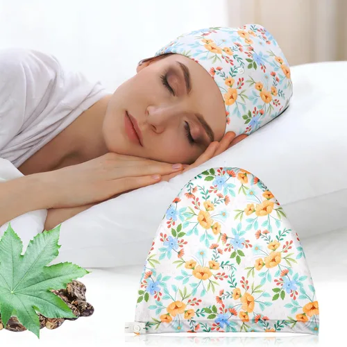 Miniatura 9 de Paquete de aceite de ricino para la cabeza, elástico y reutilizable, de algodón orgánico para mujeres que duermen, doble capa impermeable