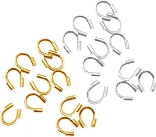 Miniatura 6 de Adabele - Protector de hilo de alambre resistente al deslustre, 50 unidades, chapado en plata de ley (agujero de 1.6 ft/0.02 pulgadas)
