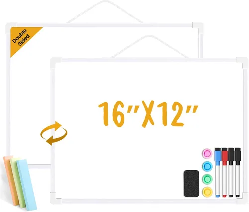 Miniatura 21 de Pizarra blanca pequeña para pared, mini pizarra de borrado en seco de 11 x 14 pulgadas con marco de plástico, bonita pizarra blanca colgante con 5