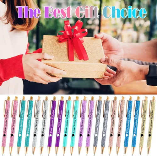 Miniatura 5 de Hasta 100 bolígrafos personalizados a granel con nombre, bolígrafo con purpurina personalizable, logotipo de negocios, mensaje de texto, regalo
