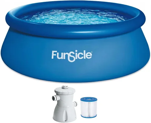 Funsicle Quickset - Piscina redonda sobre el suelo de 8 x 30 pulgadas, con bomba de filtro FiltraBoost de 400 GPH, cartucho de filtro tipo I y