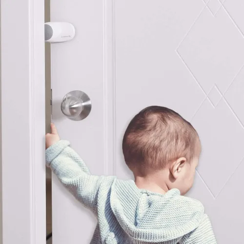 Miniatura 2 de EUDEMON Paquete de 4 topes de puerta ajustables blancos, protector de puerta para dedos, tope de puerta giratorio para prueba de niños, tapón