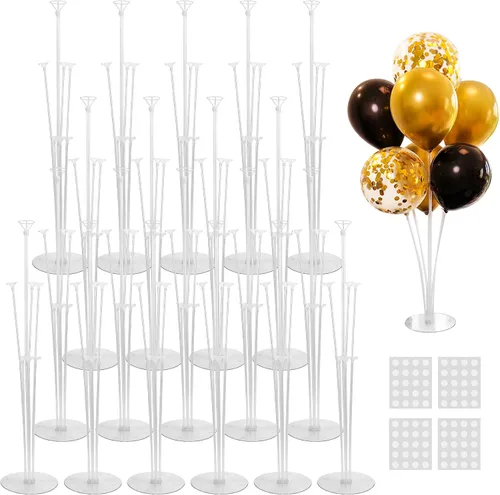 Miniatura 12 de JOYYPOP Juego de 10 soportes para globos, palos de globo con base, suministros para fiestas, cumpleaños, graduación, fiesta, decoración de boda