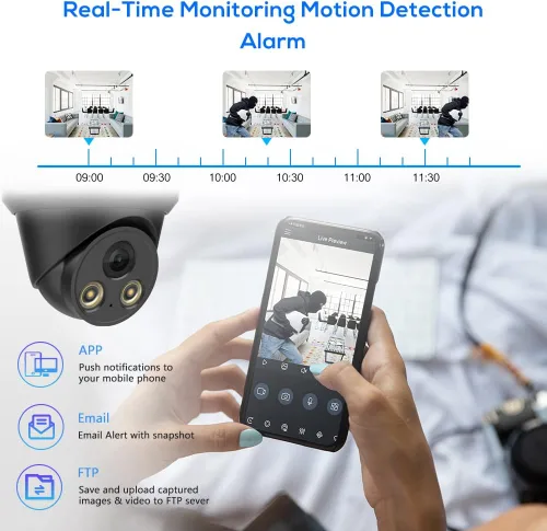 Miniatura 5 de PANOEAGLE Cámara POE a todo color de 8 MP, cámara IP de torreta para exteriores con micrófono, cámaras de seguridad 4K, detección de humanos