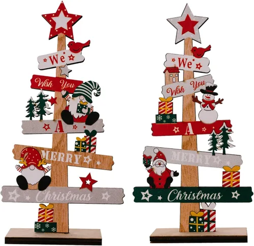 Miniatura 7 de Adornos de Gnomo de Árbol de Navidad para el Hogar, Mesa, Adornos de Navidad de Madera para Fiestas en la Oficina, Decoración de Bandeja Escalonada