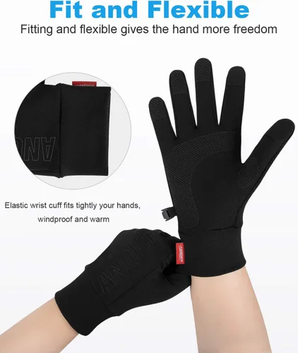 Miniatura 4 de LANYI Guantes de invierno para correr, ligeros, con pantalla táctil, antideslizantes, resistentes al viento, guantes de ciclismo, trabajo, guantes