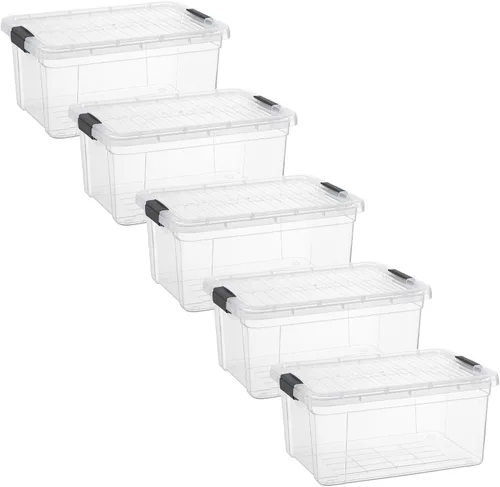 Miniatura 55 de Superio Cajas de almacenamiento transparentes con tapas, contenedores de plástico de 2.5 cuartos de galón para organizar, cajas apilables, sin BPA