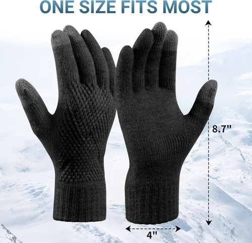 Miniatura 3 de TOBEHIGHER Guantes de invierno Guantes para mujer para clima frío, guantes de invierno para pantalla táctil, guantes de punto de lana de alpaca