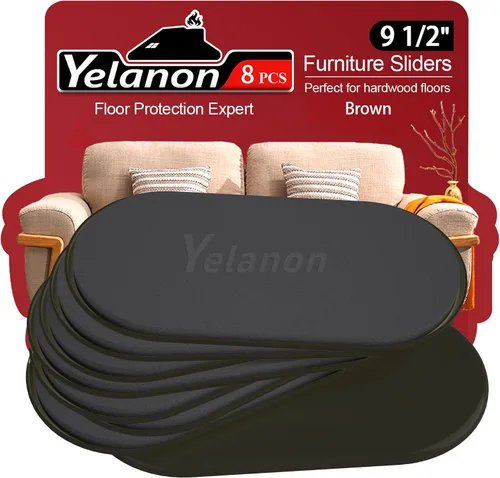 Miniatura 11 de Yelanon Deslizadores de muebles – 8 unidades de 9 1/2 pulgadas de color marrón para alfombras, almohadillas de muebles, suelos de madera dura