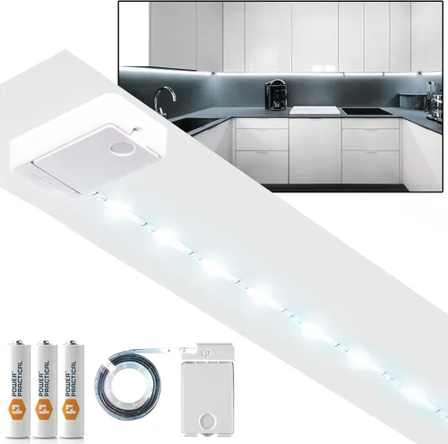 POWER PRACTICAL Luminoodle - Tira de luz LED para debajo del gabinete, tira de luz LED para estantes, armarios de cocina y muebles, 1 paquete Luz