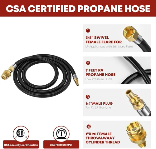 Miniatura 2 de GasXpert Manguera de conexión rápida de propano de 7 pies para RV a parrilla de gas, accesorios de conexión rápida de propano para botella
