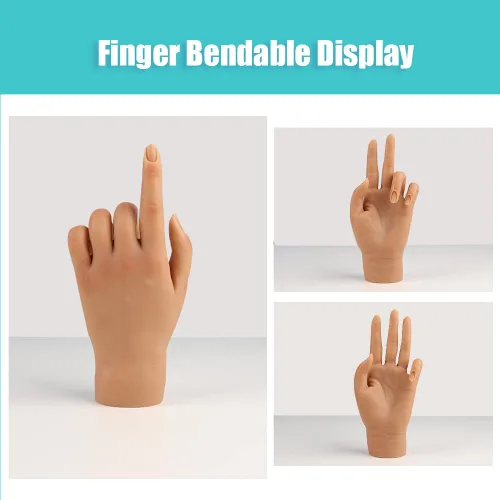 Miniatura 4 de Mano de práctica de silicona para uñas acrílicas, manos falsas para practicar uñas postizas, mano de maniquí para práctica de uñas y arte de uñas