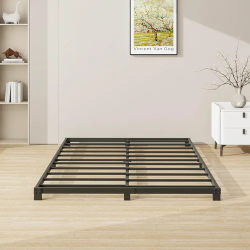 Miniatura 4 de Marco de cama de 3 pulgadas, tamaño matrimonial, perfil bajo, plataforma de alta resistencia, no necesita somier, fácil montaje, sin ruido