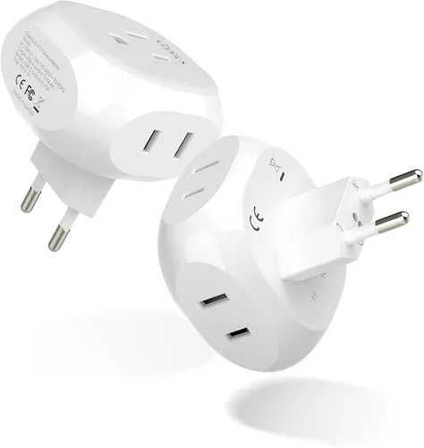 Miniatura 12 de Kit de adaptador de viaje mundial Ceptics 2 USB-A, USB-C, tomas de corriente EE. UU., entrega de potencia 20W/QC 18W, protección contra