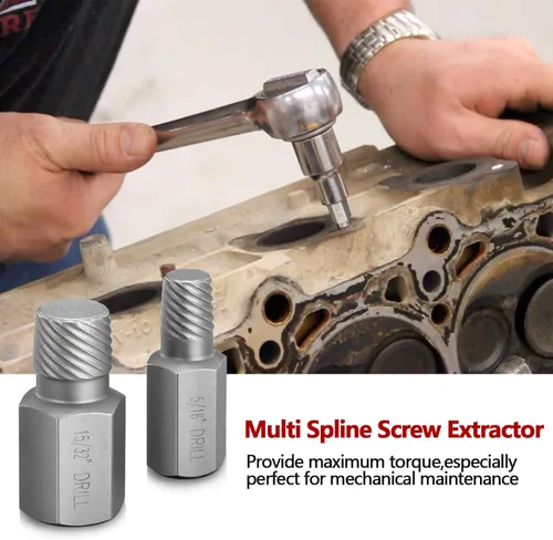 Miniatura 4 de Juego de 25 extractores de tornillos, extractores de salida fácil de múltiples splines CR-MO para quitar pernos rotos, pernos, tornillos de enchufe